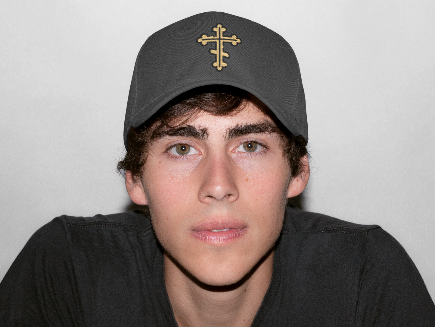 Orthodox Gold Cross Embroidered Christian Cap