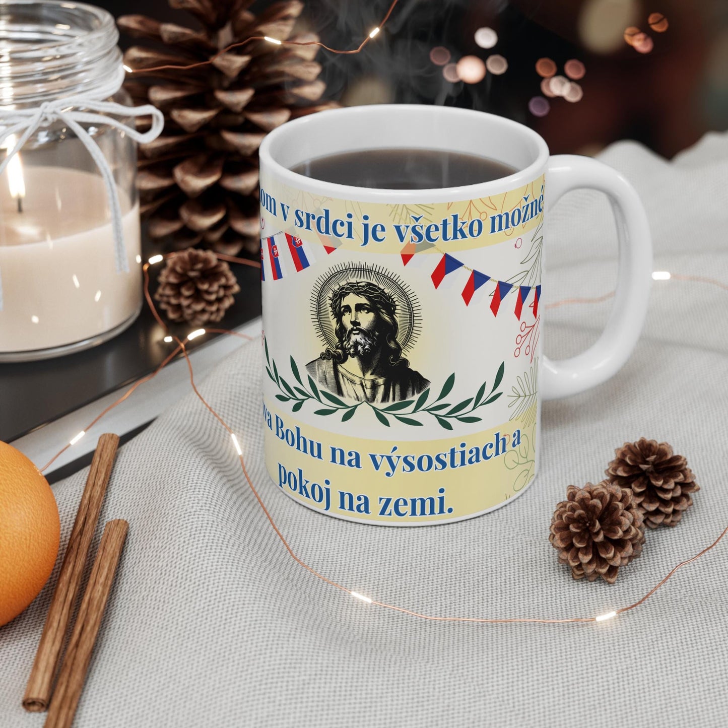 Czechoslovak Orthodox Christian 11oz ceramic mug with a faith-inspired design. Durable, microwave- and dishwasher-safe, perfect for coffee, tea, or as a meaningful gift for baptisms, name days, or Orthodox celebrations in Czechoslovakia
