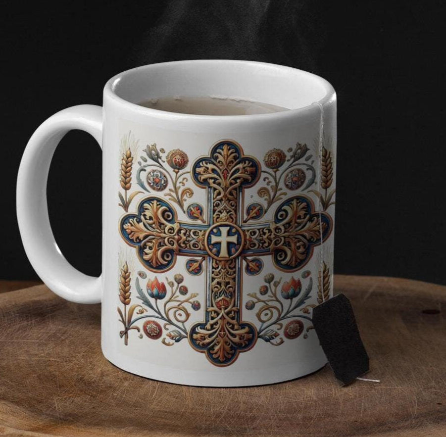 Czechoslovak Orthodox Christian 11oz ceramic mug with a faith-inspired design. Durable, microwave- and dishwasher-safe, perfect for coffee, tea, or as a meaningful gift for baptisms, name days, or Orthodox celebrations in Czechoslovakia