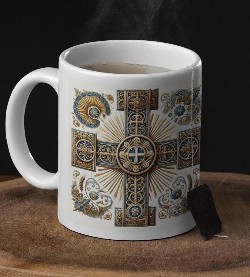 Kazakhstan Orthodox Christian 11oz ceramic mug with a faith-inspired design. Durable, microwave- and dishwasher-safe, perfect for coffee, tea, or as a meaningful gift for baptisms, name days, or Orthodox celebrations in Kazakhstan.