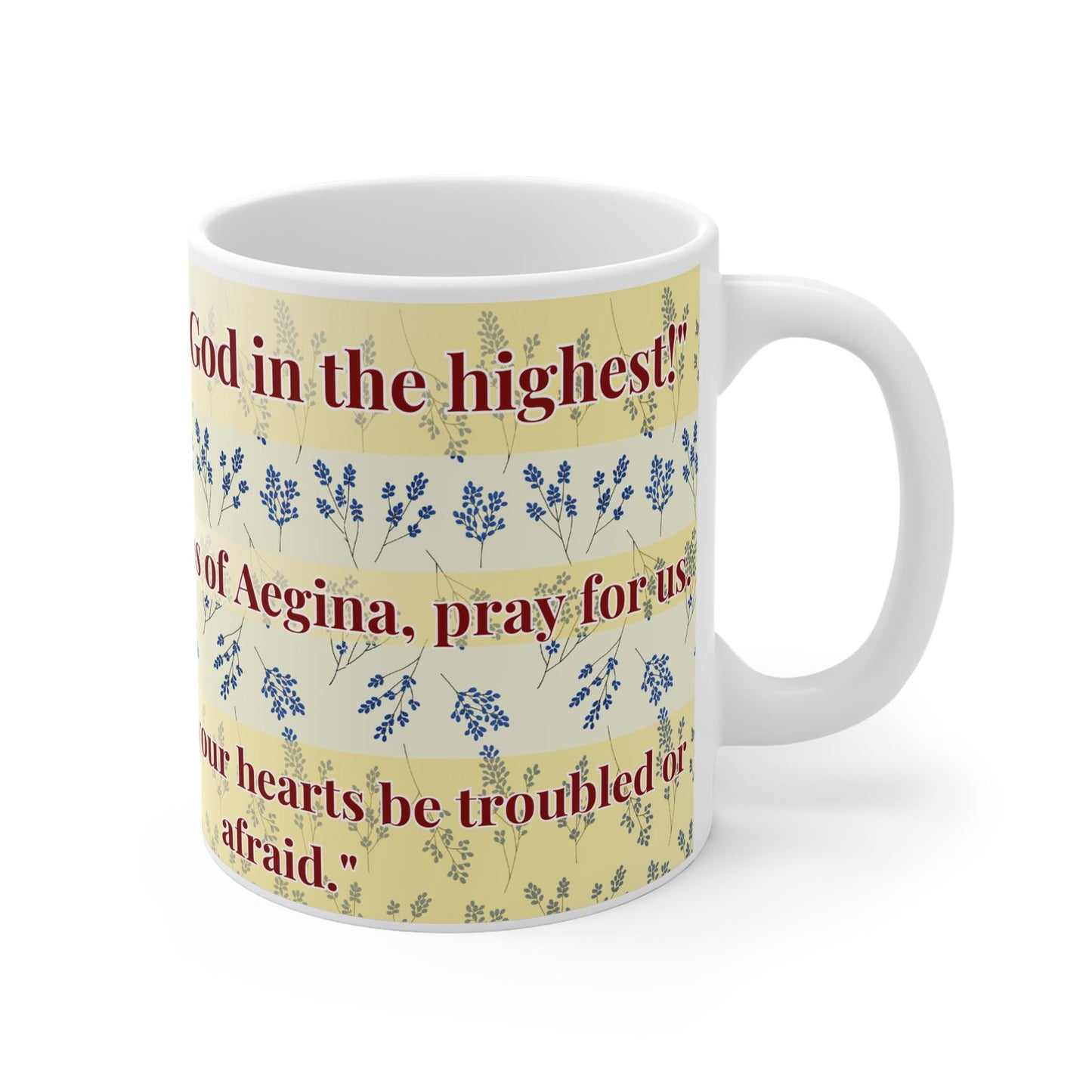 Saint Nektarios of Aegina 11oz ceramic mug with a detailed Orthodox Christian design. Durable, microwave- and dishwasher-safe, perfect for coffee, tea, or as a meaningful gift for baptisms, name days, or celebrations of faith