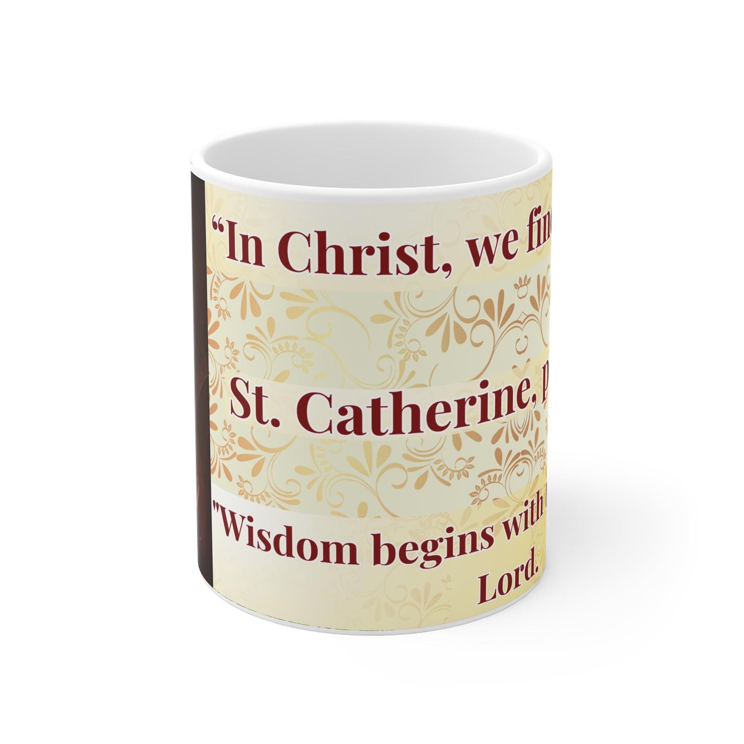 Saint Catherine the Great Martyr 11oz ceramic mug with a detailed Orthodox Christian design. Durable, microwave- and dishwasher-safe, perfect for coffee, tea, or as a meaningful gift for baptisms, name days, or celebrations of faith