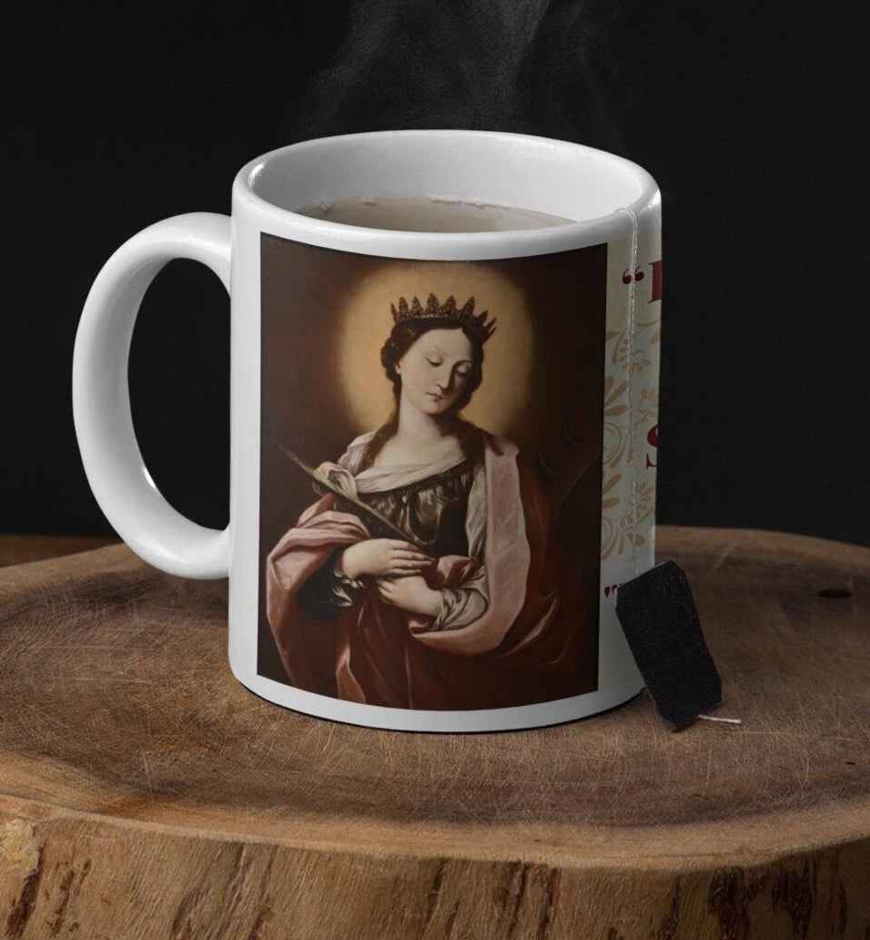 Saint Catherine the Great Martyr 11oz ceramic mug with a detailed Orthodox Christian design. Durable, microwave- and dishwasher-safe, perfect for coffee, tea, or as a meaningful gift for baptisms, name days, or celebrations of faith