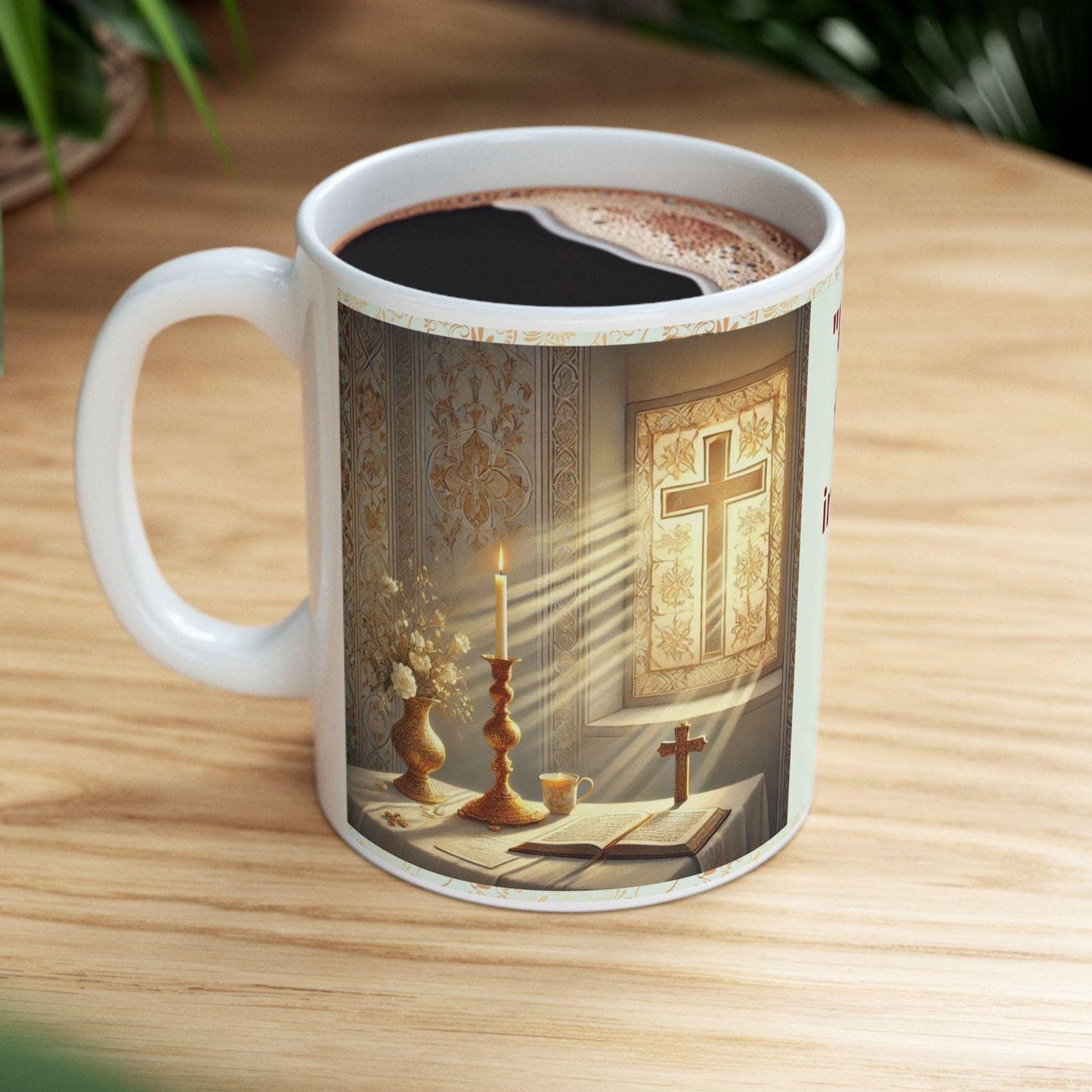 Psalm 141:2 morning prayer ceramic mug featuring the verse 'May my prayer be set before you like incense.' Durable, microwave- and dishwasher-safe, perfect for coffee, tea, or morning devotionals