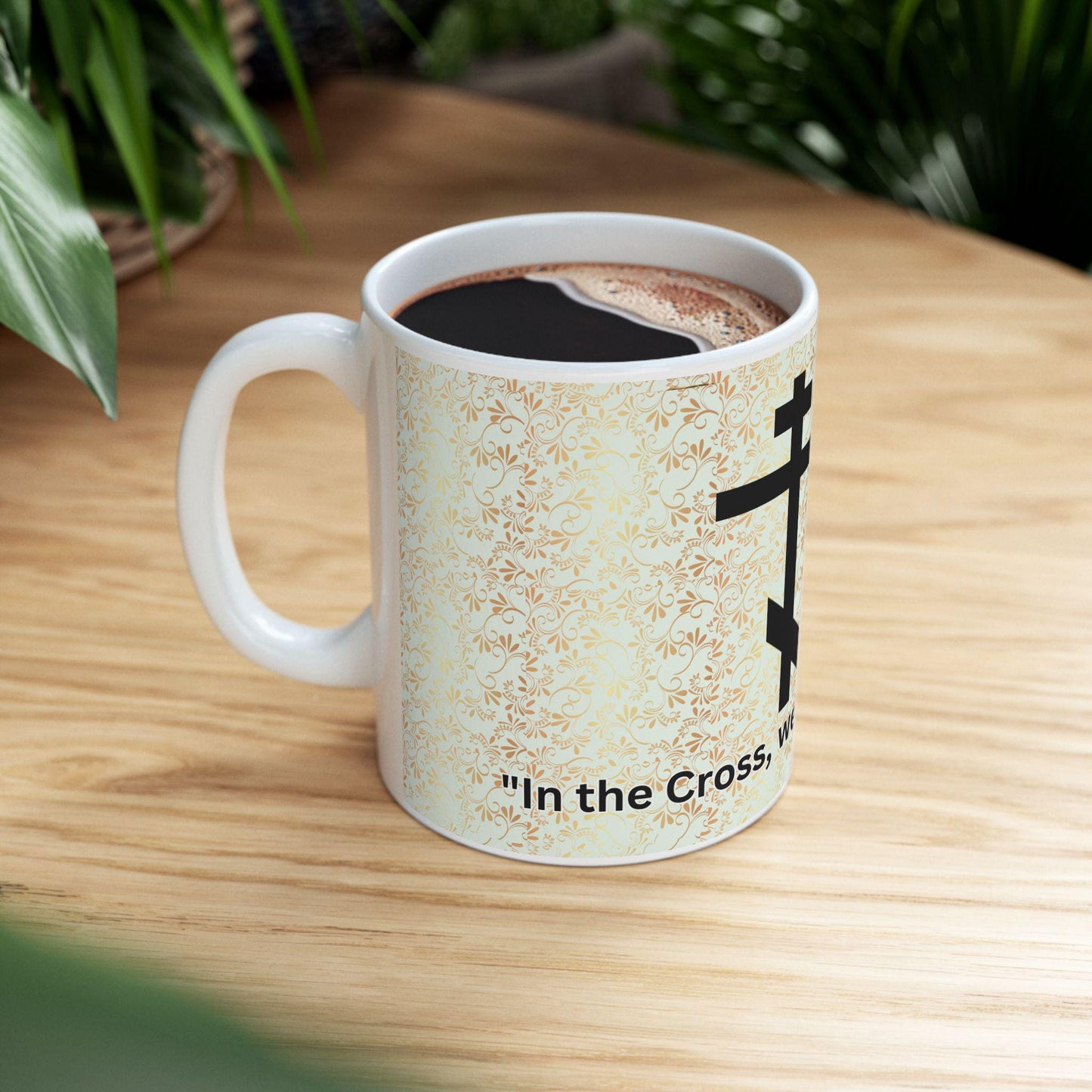 Orthodox Cross ceramic mug featuring a timeless faith-inspired design. Durable, microwave- and dishwasher-safe, perfect for coffee, tea, or as a meaningful gift for baptisms, name days, or church events.