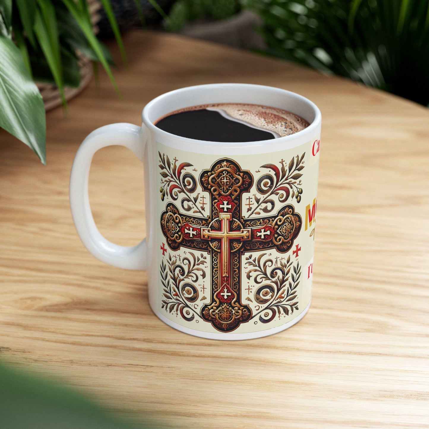 Montenegrin Orthodox Christian 11oz ceramic mug with a faith-inspired design. Durable, microwave- and dishwasher-safe, perfect for coffee, tea, or as a meaningful gift for baptisms, name days, or Montenegrin Orthodox celebrations