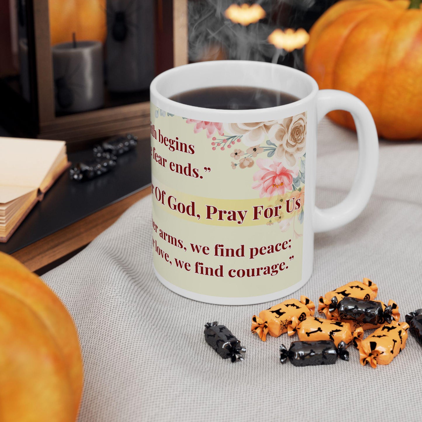 Orthodox Christian ceramic mug featuring a vibrant St. Theotokos design. Perfect for coffee, tea, or as a meaningful gift for Christmas, baptisms, and name days. 11oz white ceramic mug with a durable AAA+ ORCA coating, microwave- and dishwasher-safe