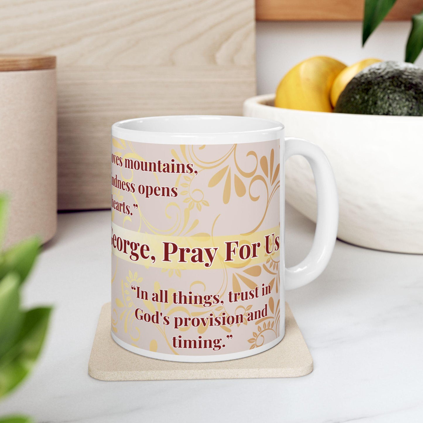 Orthodox Christian ceramic mug featuring a vibrant St. George design. Perfect for coffee, tea, or as a meaningful gift for Christmas, baptisms, and name days. 11oz white ceramic mug with a durable AAA+ ORCA coating, microwave- and dishwasher-safe