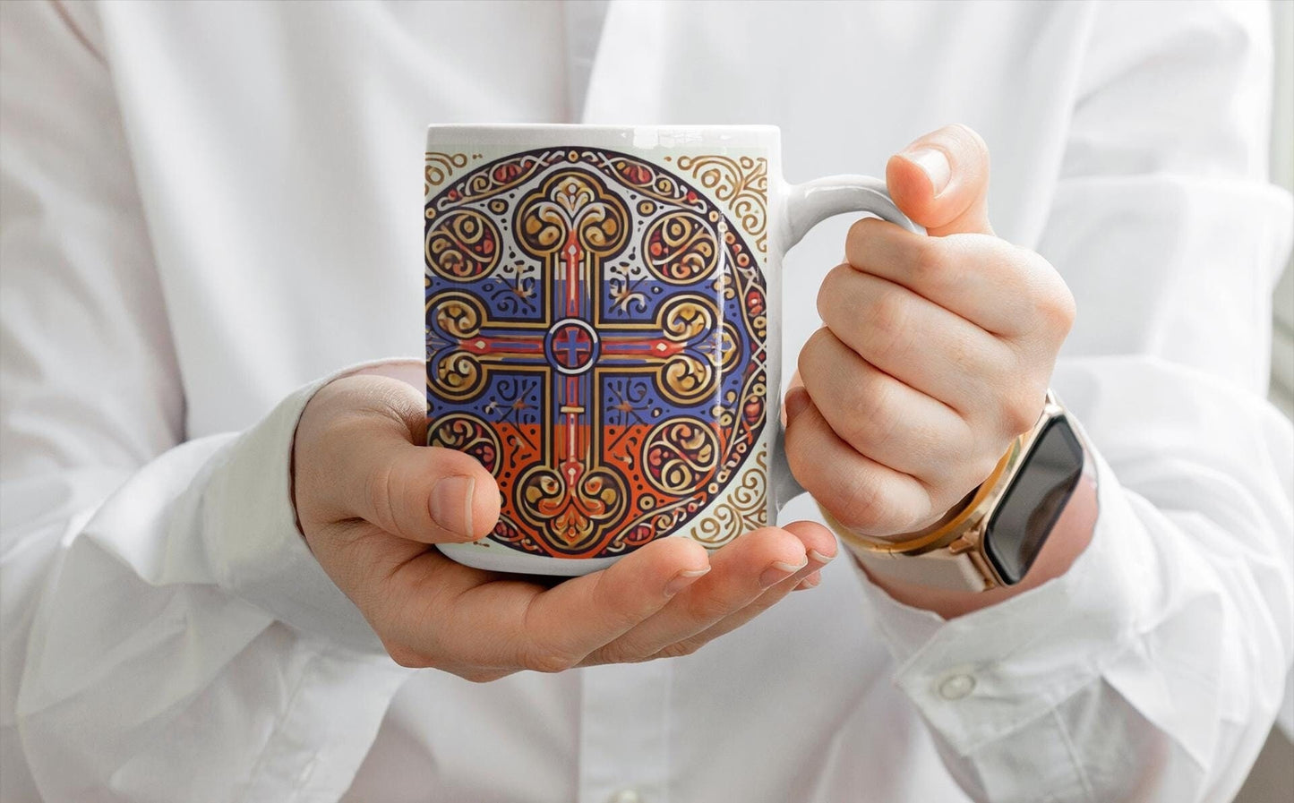 Russian Orthodox Christian 11oz ceramic mug with a faith-inspired design. Durable, microwave- and dishwasher-safe, perfect for coffee, tea, or as a meaningful gift for baptisms, name days, or religious celebrations.