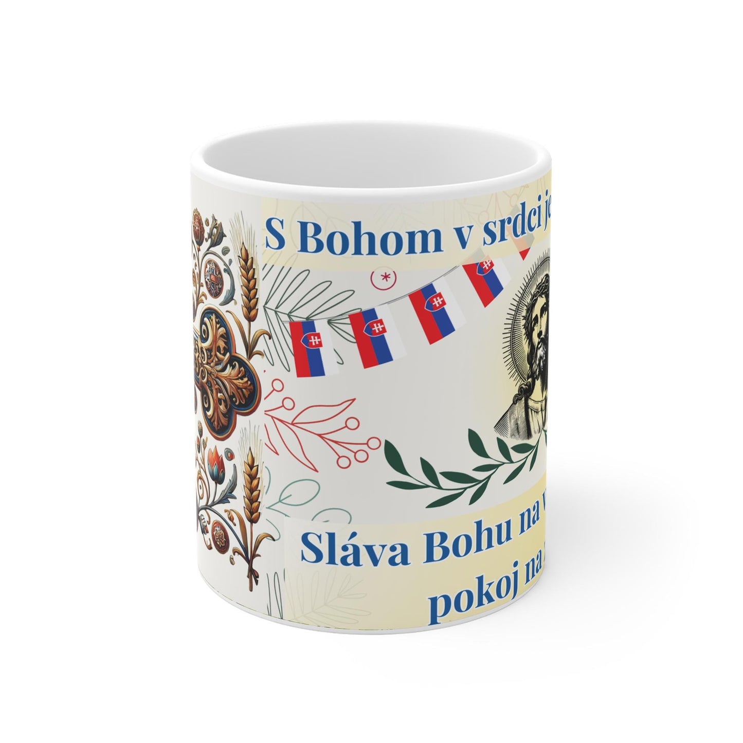Czechoslovak Orthodox Christian 11oz ceramic mug with a faith-inspired design. Durable, microwave- and dishwasher-safe, perfect for coffee, tea, or as a meaningful gift for baptisms, name days, or Orthodox celebrations in Czechoslovakia