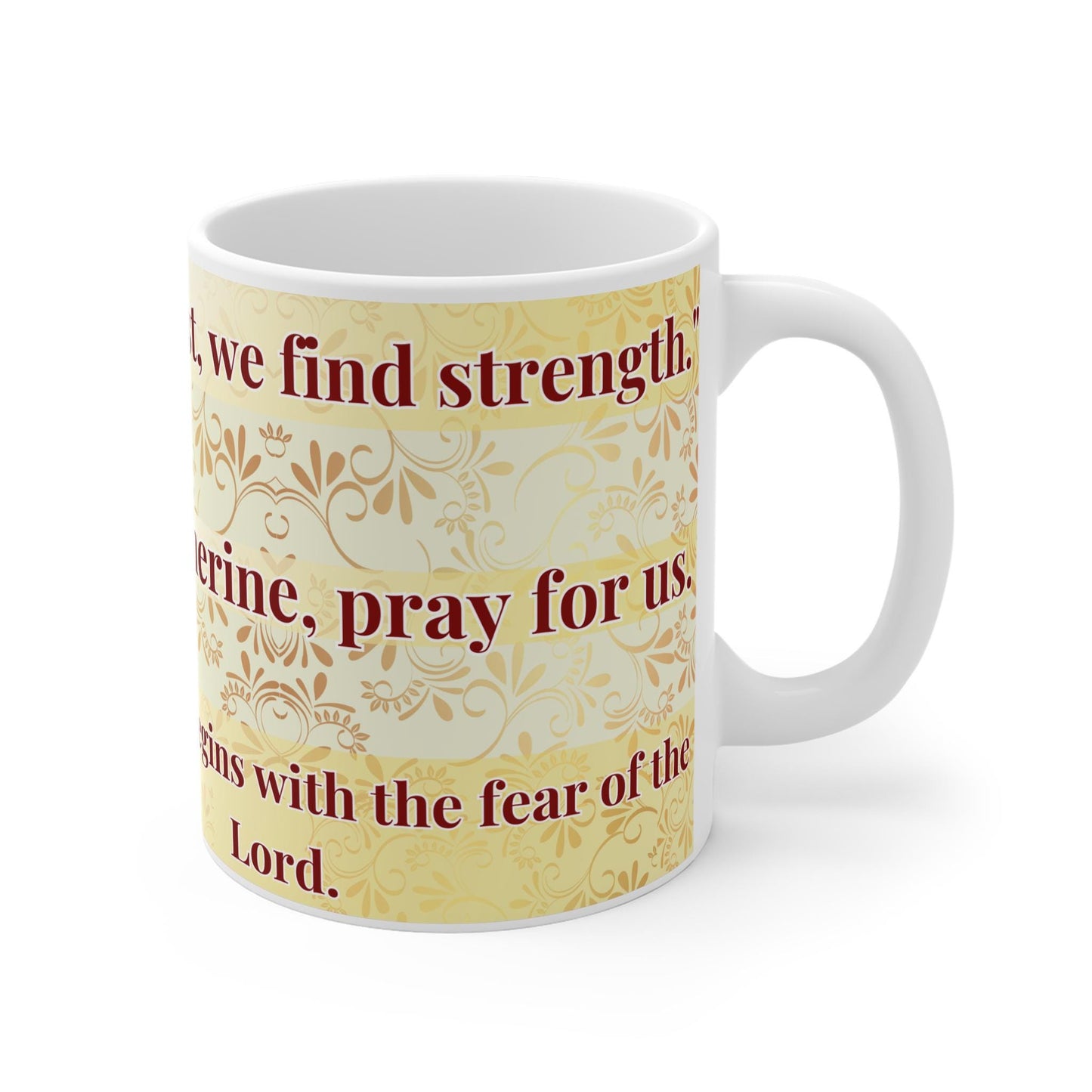 Saint Catherine the Great Martyr 11oz ceramic mug with a detailed Orthodox Christian design. Durable, microwave- and dishwasher-safe, perfect for coffee, tea, or as a meaningful gift for baptisms, name days, or celebrations of faith