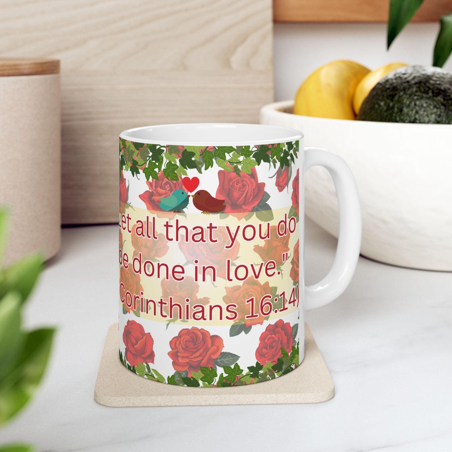 Celebrate faith and love with this Saint Valentine Mug featuring "Let all that you do be done in love." (1 Corinthians 16:14). Made from durable ceramic, it's perfect for daily inspiration, prayer, or as a thoughtful Orthodox Christian gift.