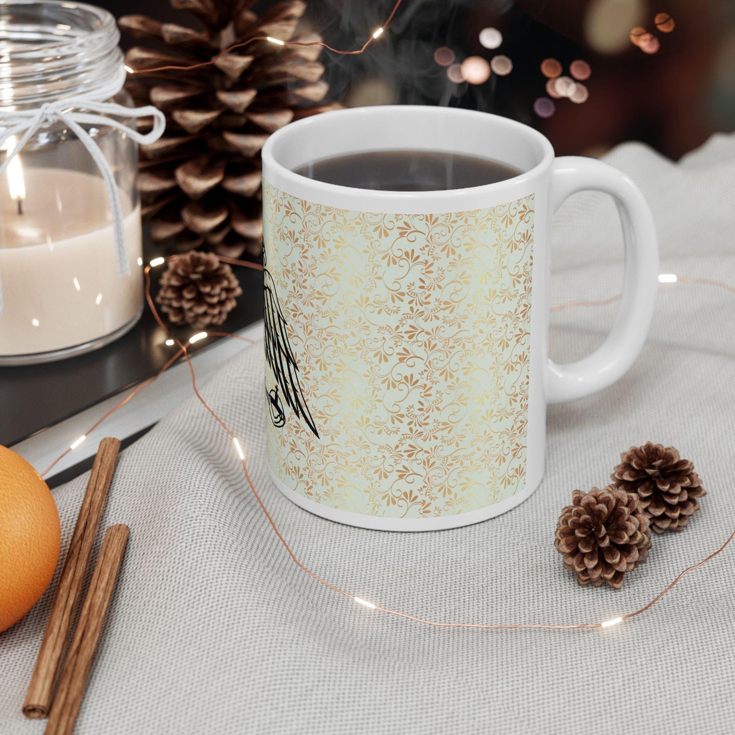 Byzantine Eagle ceramic mug featuring the iconic double-headed eagle design. Durable, microwave- and dishwasher-safe, perfect for coffee, tea, or as a meaningful gift for Orthodox and Byzantine history enthusiasts