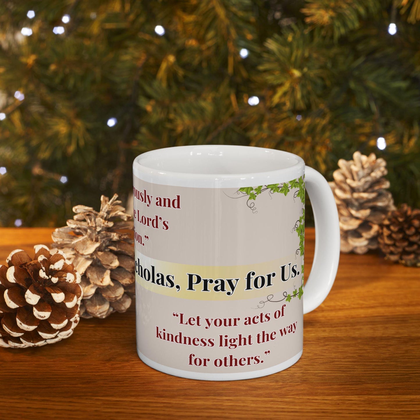 Orthodox Christian ceramic mug featuring a vibrant St. Nicholas design. Perfect for coffee, tea, or as a meaningful gift for Christmas, baptisms, and name days. 11oz white ceramic mug with a durable AAA+ ORCA coating, microwave- and dishwasher-safe