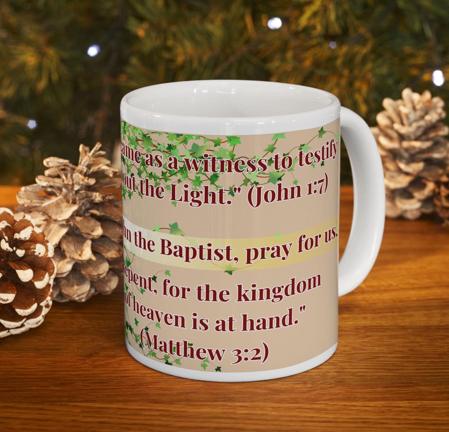 Orthodox Christian 11oz ceramic mug with a vibrant St. John the Baptist design. Durable, microwave- and dishwasher-safe, perfect for coffee or tea. Ideal for baptisms, name days, or as a meaningful gift for any religious occasion