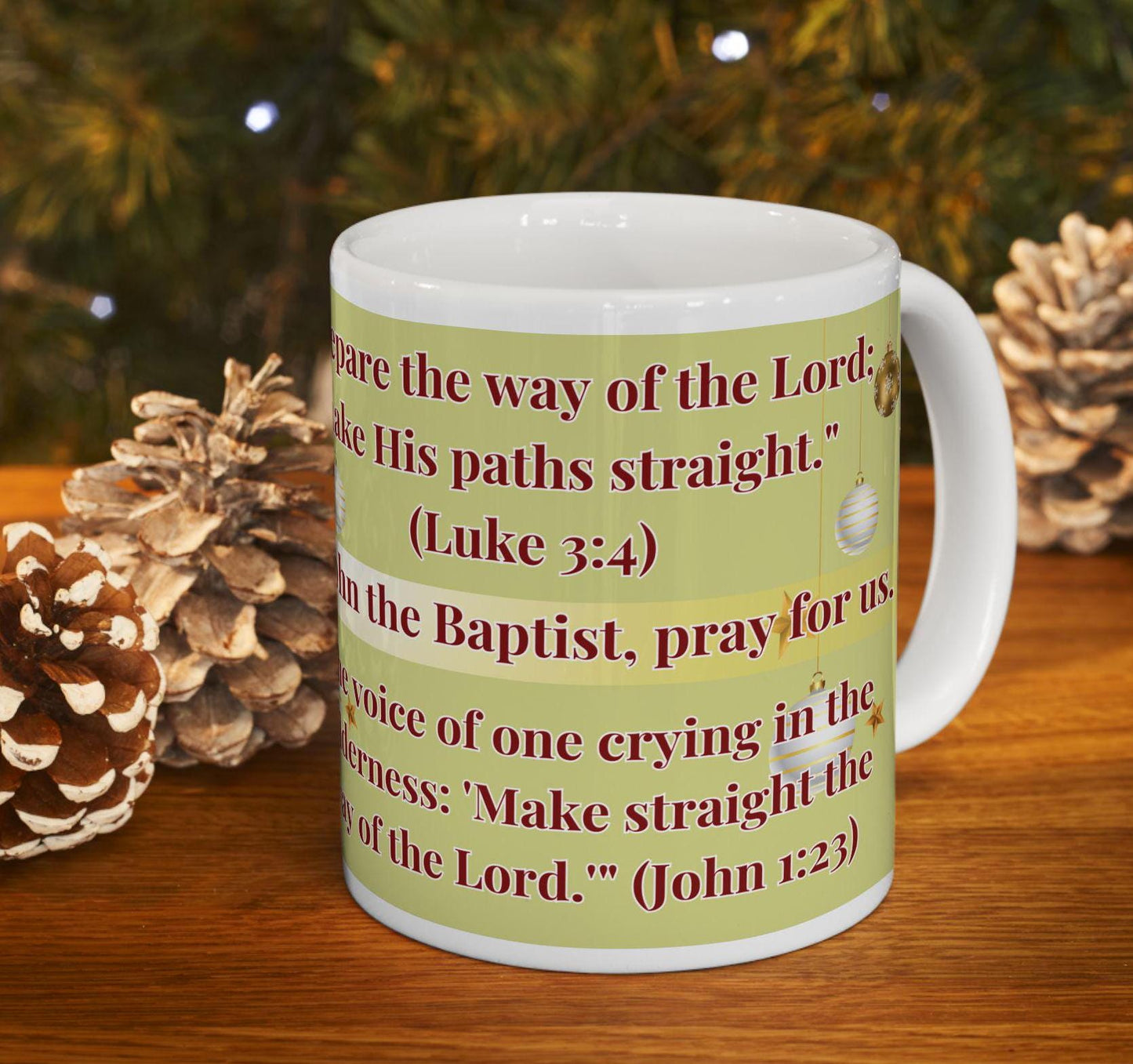 Orthodox Christian 11oz ceramic mug with a vibrant St. John the Baptist design. Durable, microwave- and dishwasher-safe, perfect for coffee or tea. Ideal for baptisms, name days, or as a meaningful gift for any religious occasion
