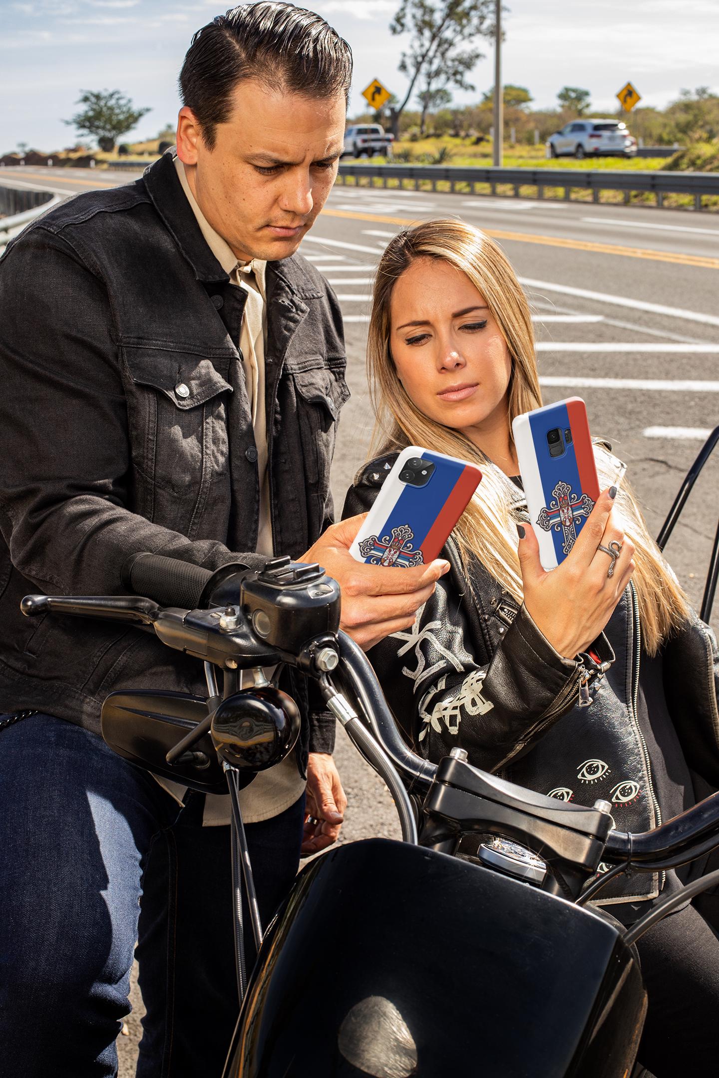 Showcase your Serbian Orthodox faith with this premium phone case featuring a Serbian Orthodox Cross in red, blue, and white. Made with polycarbonate & TPU, it’s durable, shock-absorbent, and wireless charging compatible. ✝️📱