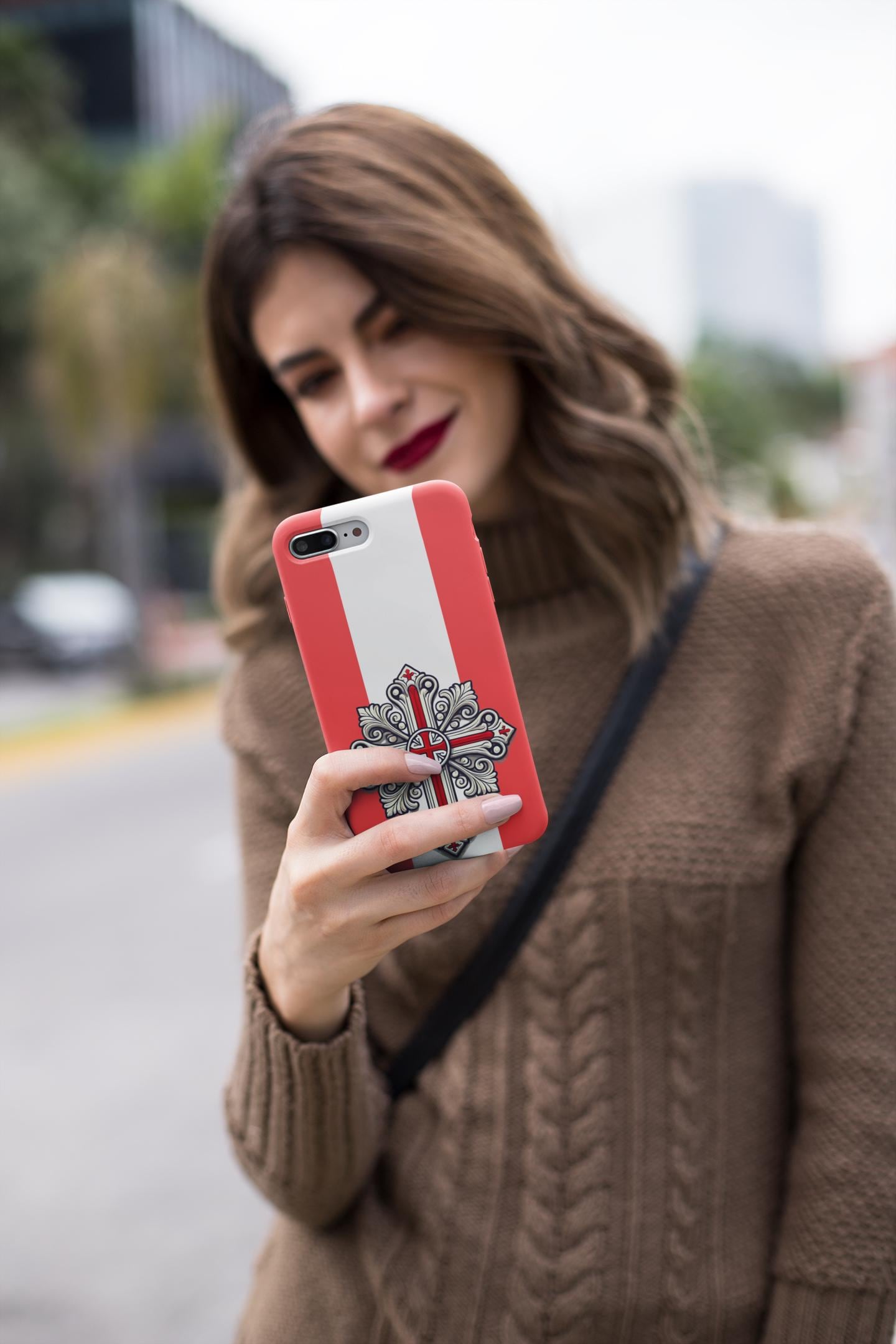 Showcase your English Christian faith with this premium phone case featuring an English Orthodox Cross in red and white. Made with polycarbonate & TPU, it’s durable, shock-absorbent, and wireless charging compatible.