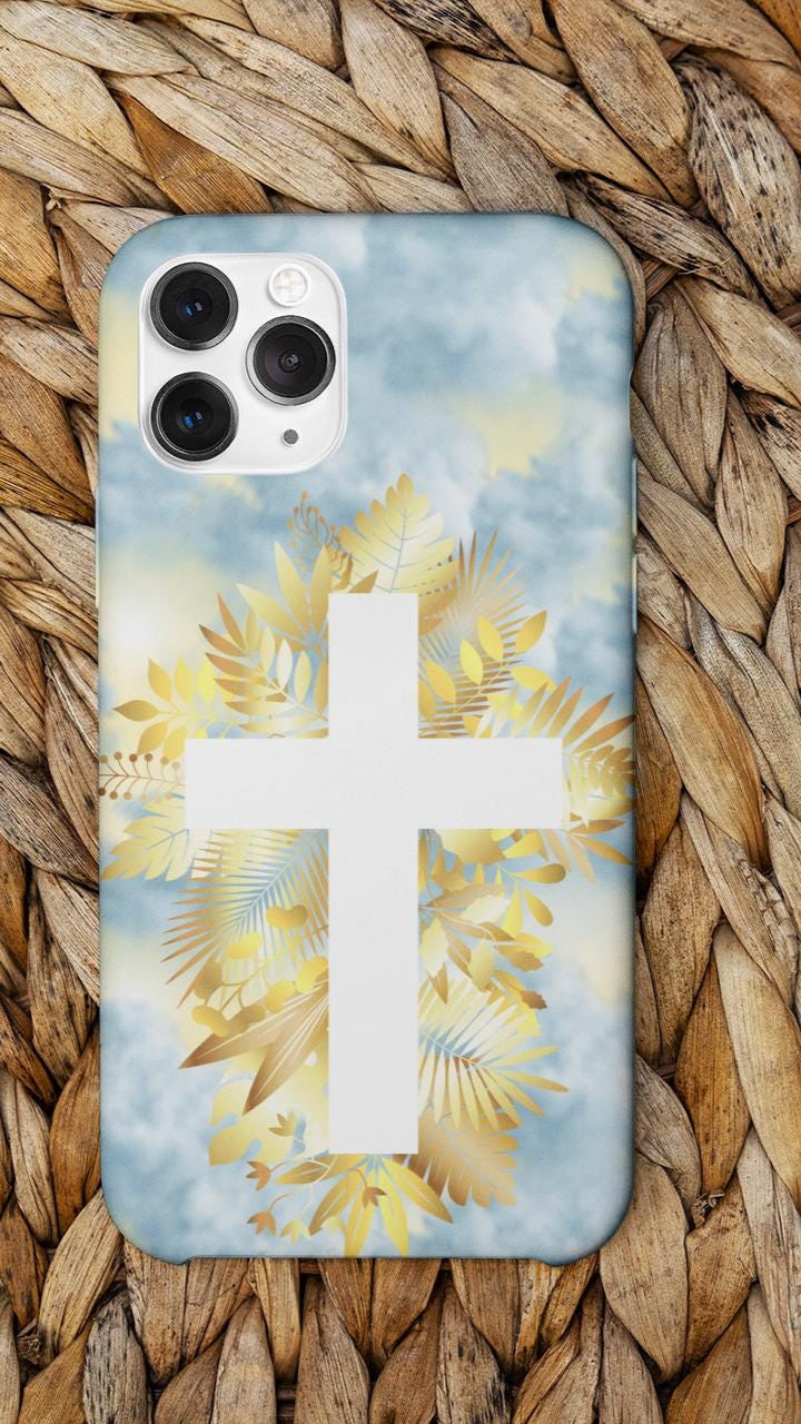 Carry your faith with this Christian Cross Phone Case! Featuring heavenly clouds and a radiant cross, it’s durable, lightweight & wireless charging compatible. A perfect Christian gift for iPhone & Samsung. Order now and stay inspired daily!