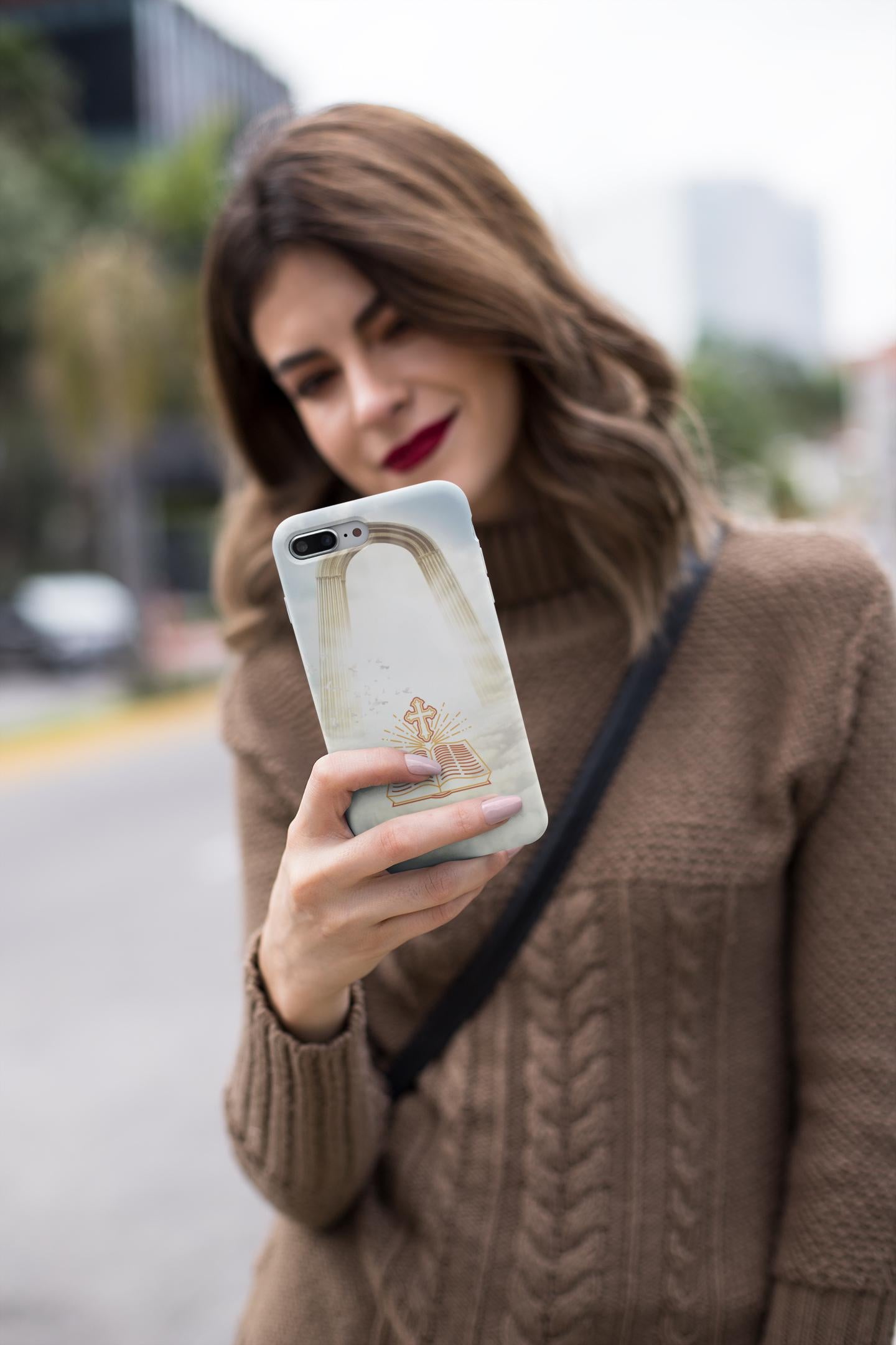 Enter Heaven through God with this Christian Heaven’s Gate Phone Case! Featuring a heavenly gates design, it’s durable, lightweight & wireless charging compatible. A perfect faith-inspired gift for iPhone & Samsung. Order now and stay inspired daily!
