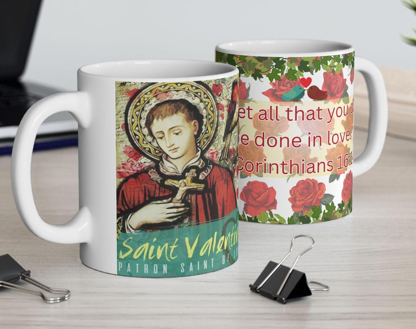 St Valentine Mug Orthodox Christian Ceramic Mug Faith and Love Gift Inspirational Scripture Keepsake
