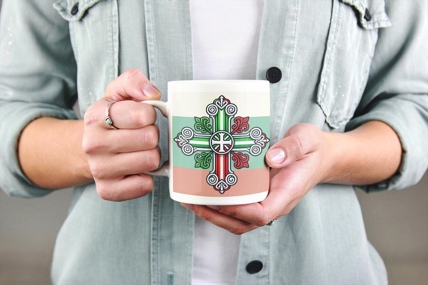 Celebrate Bulgarian Orthodox faith with this beautiful ceramic mug, featuring a traditional Orthodox Christian design. Durable, microwave & dishwasher safe, perfect for daily use, prayer, or as a meaningful Bulgarian Orthodox gift.
