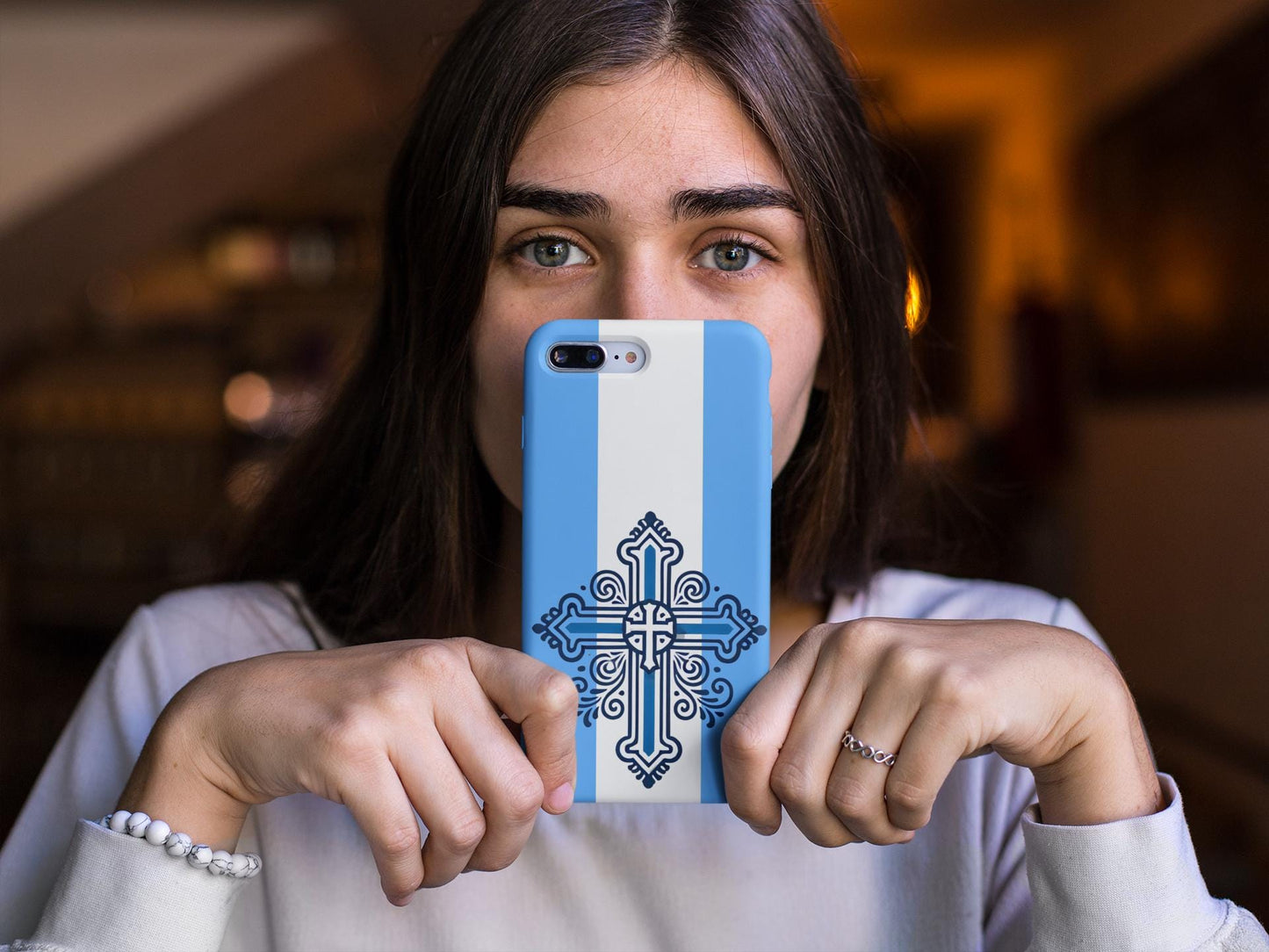 Showcase your Greek Orthodox faith with this premium phone case featuring a Greek Orthodox Cross in blue and white. Made with polycarbonate & TPU, it’s durable, shock-absorbent, and wireless charging compatible.