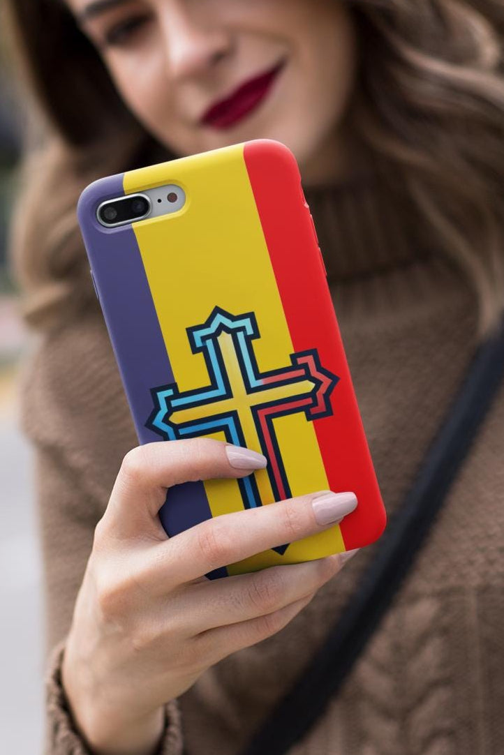 Carry your faith daily with this Romanian Orthodox Cross Phone Case! Featuring a Byzantine Orthodox design, it's durable, lightweight & wireless charging compatible. A perfect Orthodox Christian gift! Available for iPhone & Samsung. Order now!