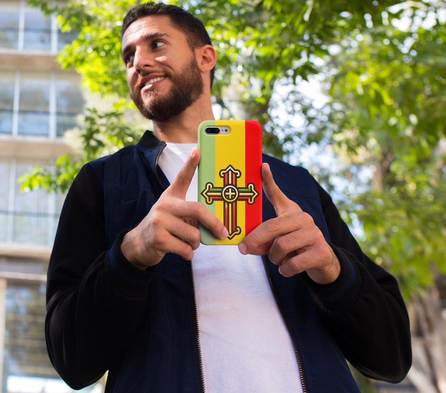Show your Ethiopian Orthodox faith with this Tewahedo Cross Phone Case! Featuring a Ge’ez Orthodox design, it’s durable, lightweight & wireless charging compatible. A perfect Christian gift for iPhone & Samsung. Order now and carry your faith daily!