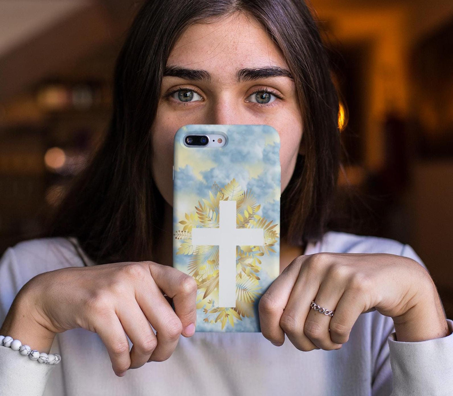 Carry your faith with this Christian Cross Phone Case! Featuring heavenly clouds and a radiant cross, it’s durable, lightweight & wireless charging compatible. A perfect Christian gift for iPhone & Samsung. Order now and stay inspired daily!