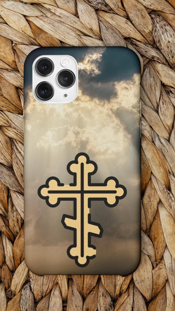 Show your Orthodox faith with this Byzantine Cross Phone Case! Durable, lightweight & wireless charging compatible. A perfect Christian gift for iPhone & Samsung. Order now and keep your faith close daily!