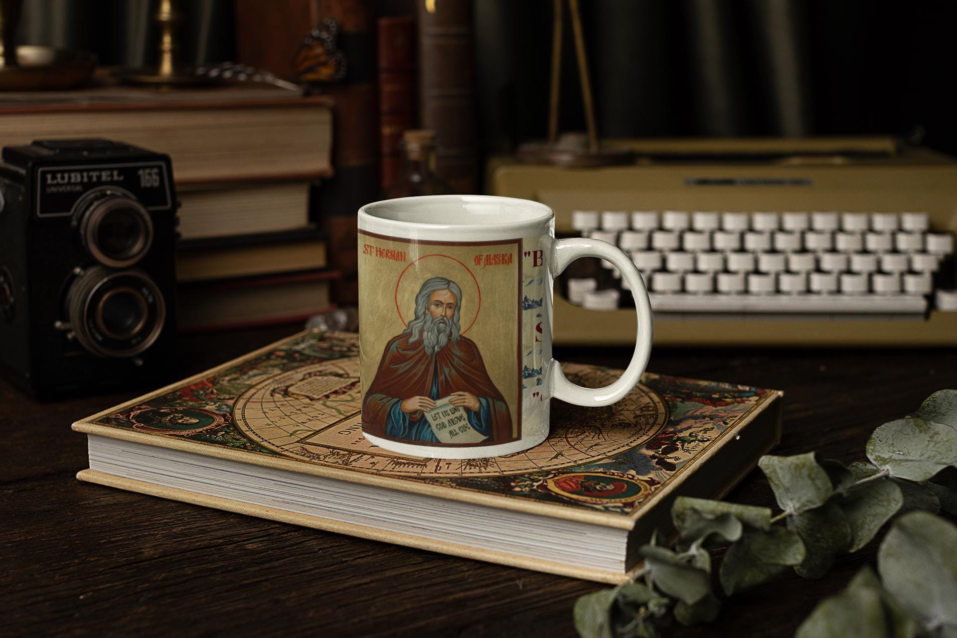 Saint Herman of Alaska 11oz ceramic mug with a detailed Orthodox Christian design. Durable, microwave- and dishwasher-safe, perfect for coffee, tea, or as a meaningful gift for baptisms, name days, or celebrations of faith