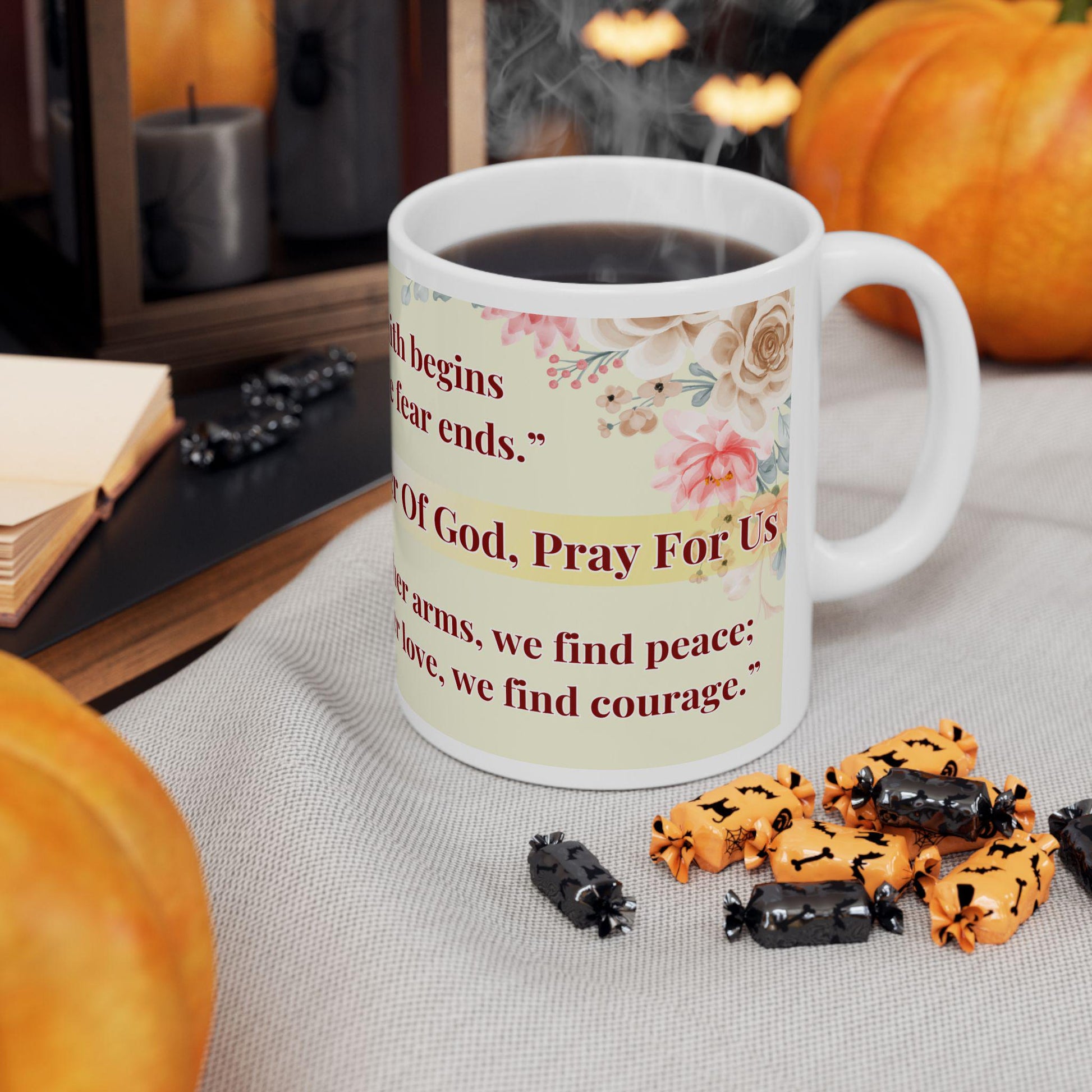 Orthodox Christian ceramic mug featuring a vibrant St. Theotokos design. Perfect for coffee, tea, or as a meaningful gift for Christmas, baptisms, and name days. 11oz white ceramic mug with a durable AAA+ ORCA coating, microwave- and dishwasher-safe
