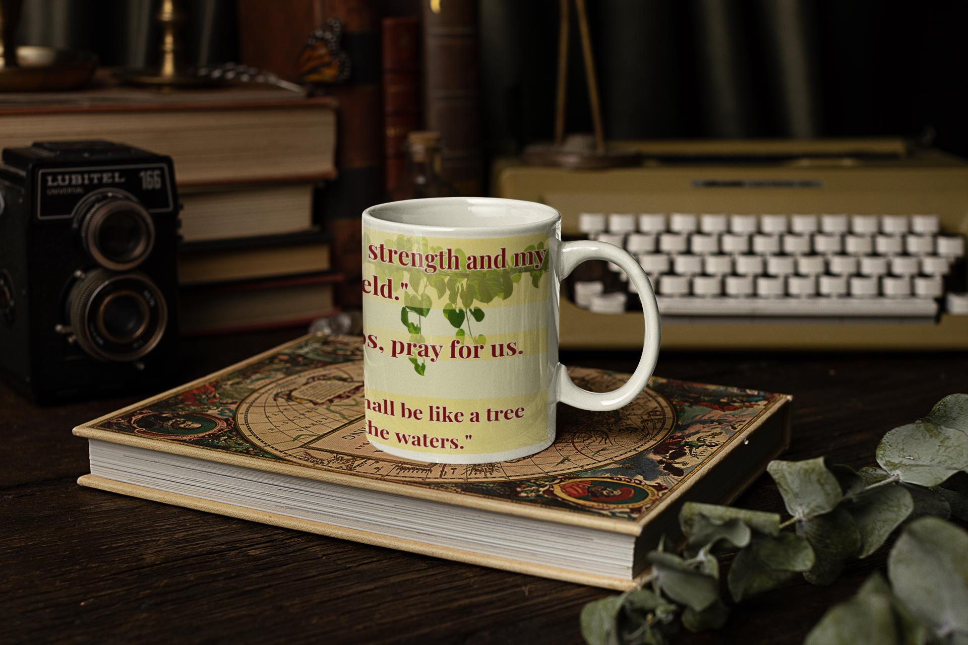 Saint Demetrios of Thessaloniki 11oz ceramic mug with a detailed Orthodox Christian design. Durable, microwave- and dishwasher-safe, perfect for coffee, tea, or as a meaningful gift for baptisms, name days, or celebrations of faith