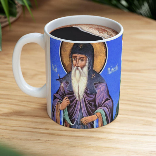Honor Saint Ivan Rilski with this Orthodox Christian Mug, featuring his inspiring words. Durable ceramic, microwave & dishwasher safe—perfect for prayer, reflection, or as a meaningful Orthodox gift. A tribute to Bulgaria’s patron saint.