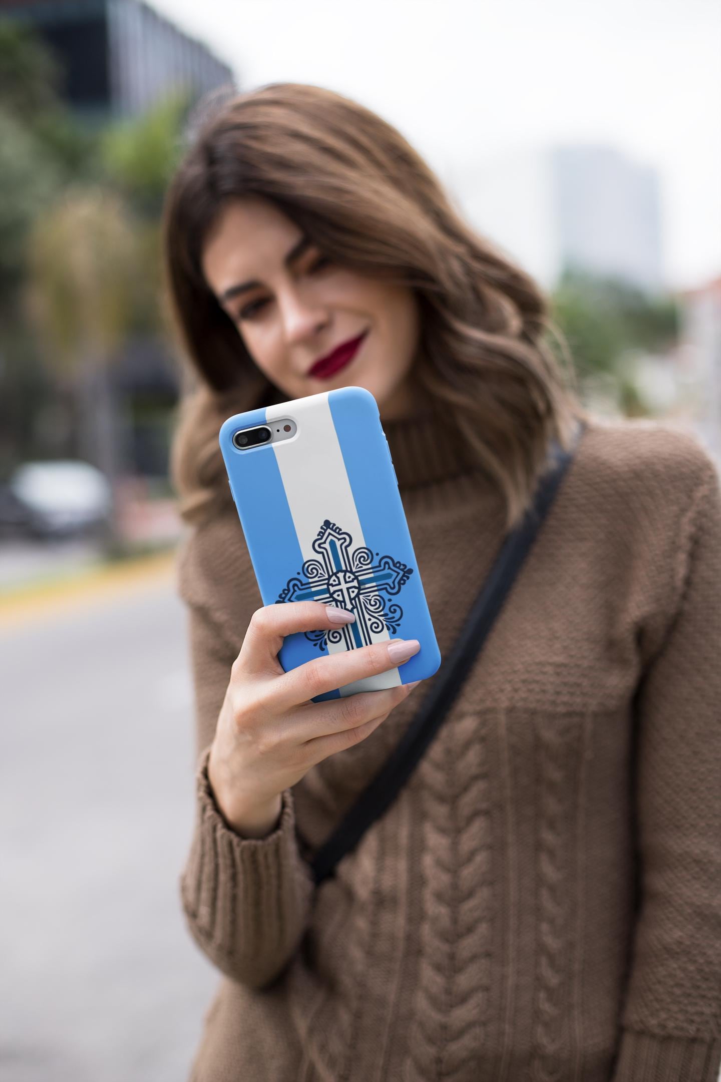 Showcase your Greek Orthodox faith with this premium phone case featuring a Greek Orthodox Cross in blue and white. Made with polycarbonate & TPU, it’s durable, shock-absorbent, and wireless charging compatible.