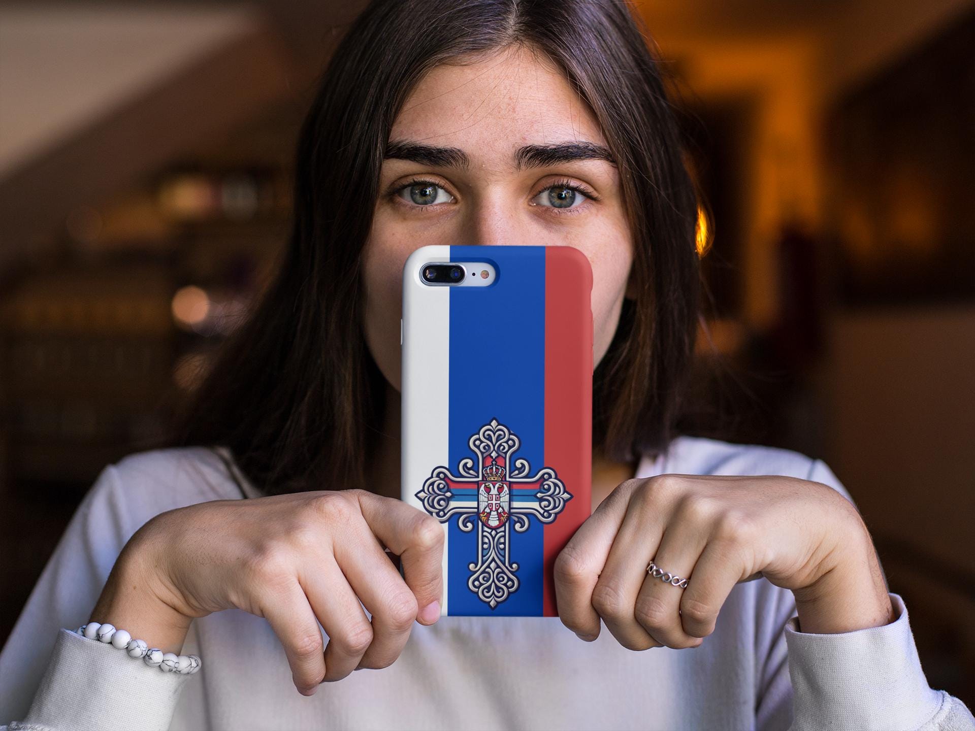 Showcase your Serbian Orthodox faith with this premium phone case featuring a Serbian Orthodox Cross in red, blue, and white. Made with polycarbonate & TPU, it’s durable, shock-absorbent, and wireless charging compatible. ✝️📱