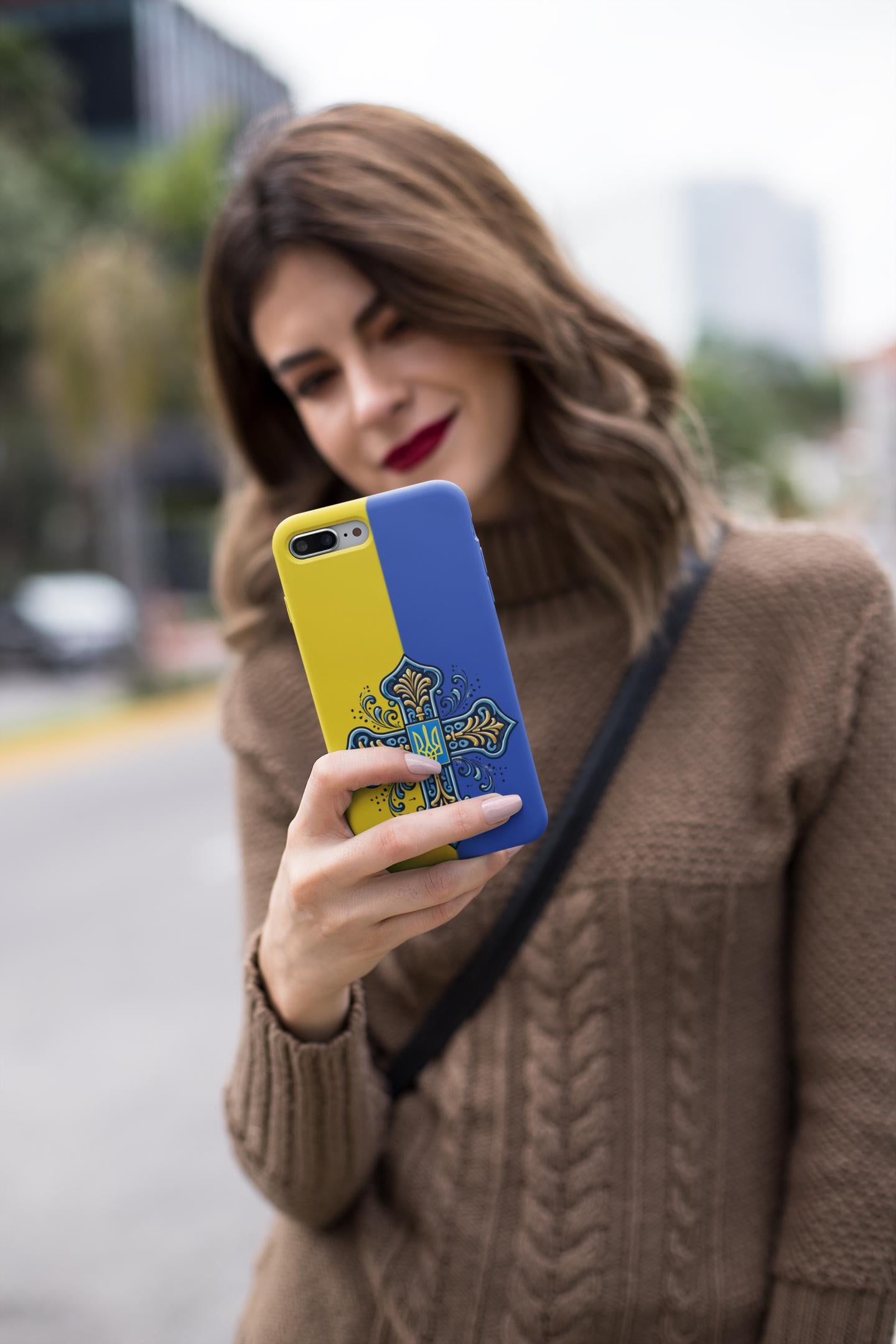 Showcase your Ukrainian Orthodox faith with this premium phone case featuring a Ukrainian Orthodox Cross in blue and yellow. Made with polycarbonate & TPU, it’s durable, shock-absorbent, and wireless charging compatible