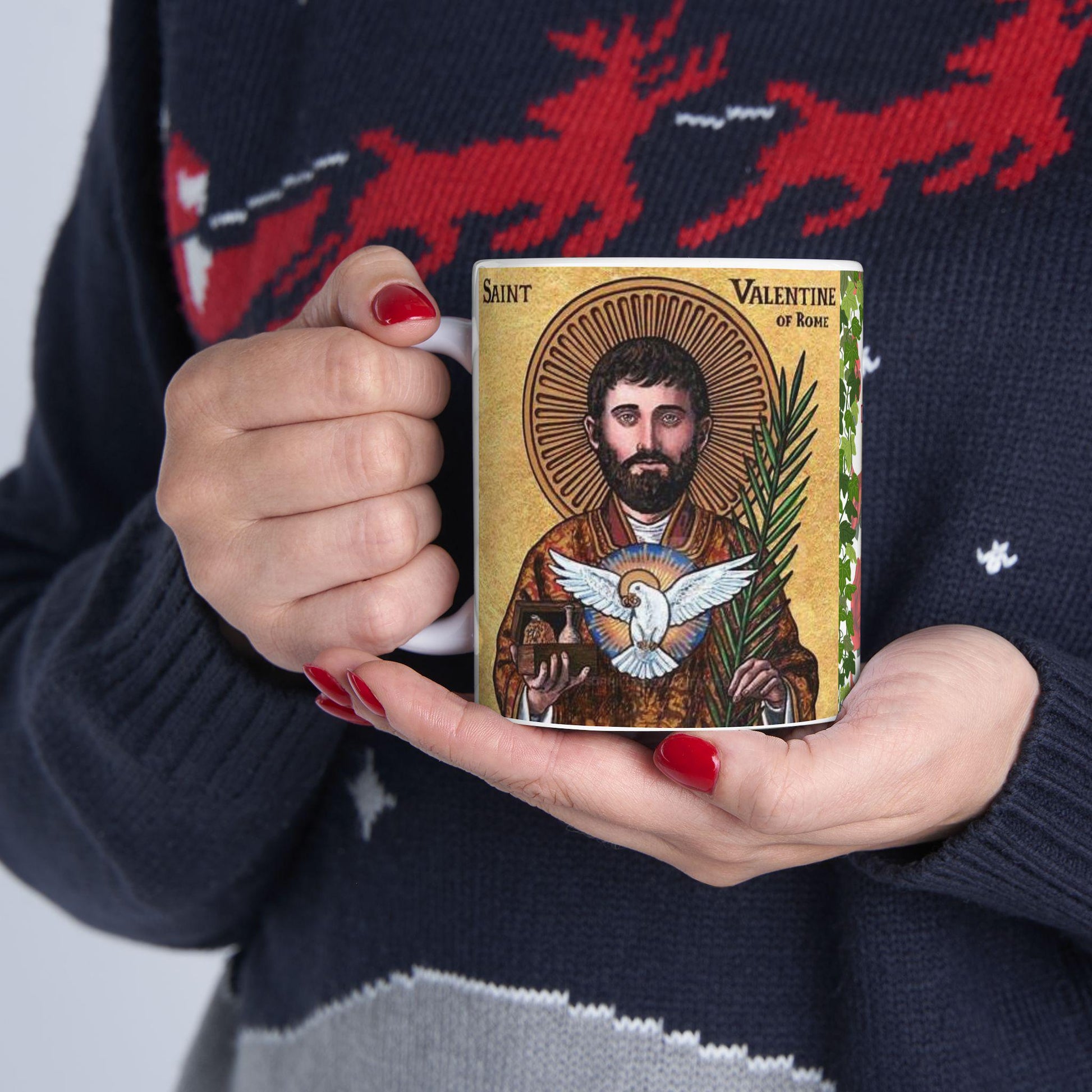 Celebrate faith and love with this Saint Valentine Mug featuring &quot;Let all that you do be done in love.&quot; (1 Corinthians 16:14). Made from durable ceramic, it&#39;s perfect for daily inspiration, prayer, or as a thoughtful Orthodox Christian gift.