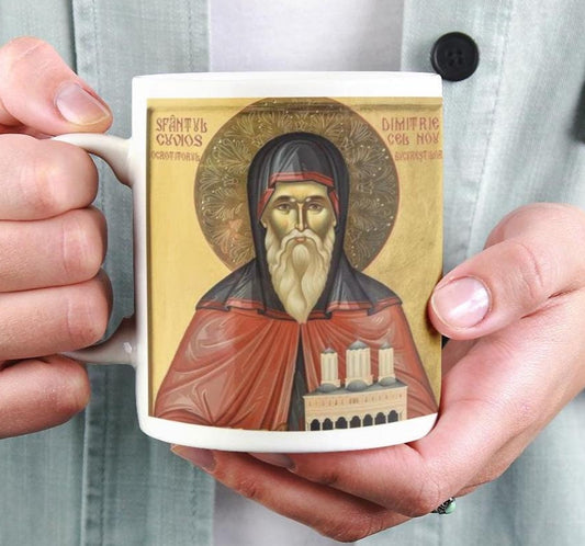 Honor Saint Dumitru the New, the patron saint of Bucharest, with this Orthodox Christian Mug. Made from durable ceramic, it&#39;s perfect for daily prayer, reflection, or as a meaningful faith-inspired gift. Microwave & dishwasher safe.