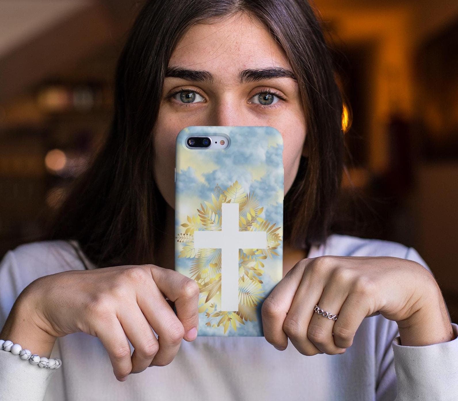 Carry your faith with this Christian Cross Phone Case! Featuring heavenly clouds and a radiant cross, it’s durable, lightweight & wireless charging compatible. A perfect Christian gift for iPhone & Samsung. Order now and stay inspired daily!