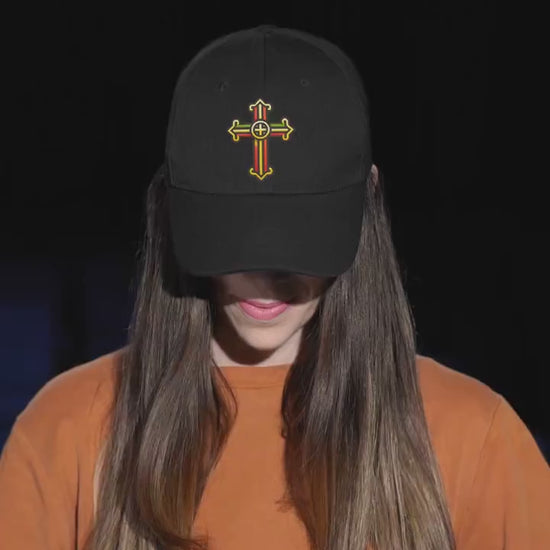Ethiopian Orthodox Cross Dad Hat | Embroidered Tewahedo Christian Cap | Adjustable Low-Profile Faith Hat