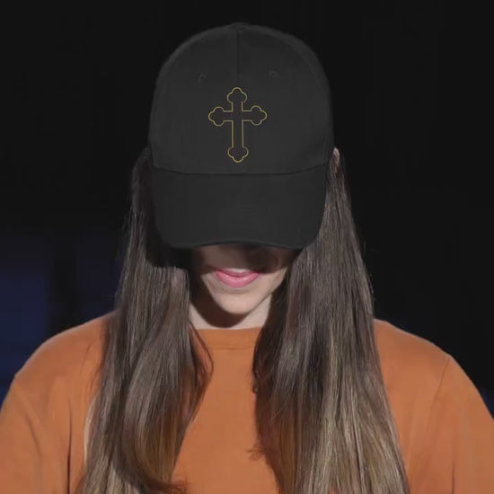 Orthodox Cross Dad Hat | Embroidered Christian Cap | Adjustable Low-Profile Byzantine Faith Hat | Classic Hat